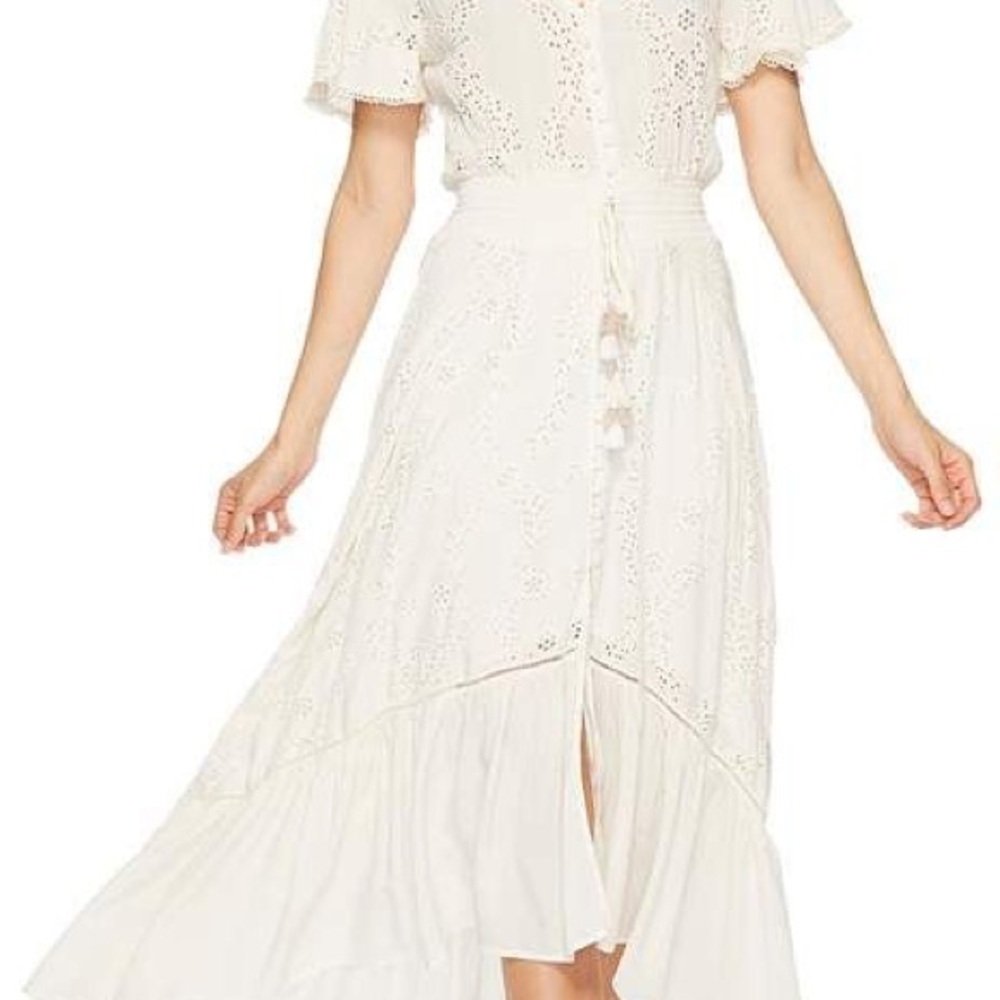 Young Fabulous & Broke pink eyelet costa midi dress